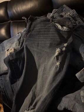 torrid Relaxed Distressed Jeans in Dark Blue Wash